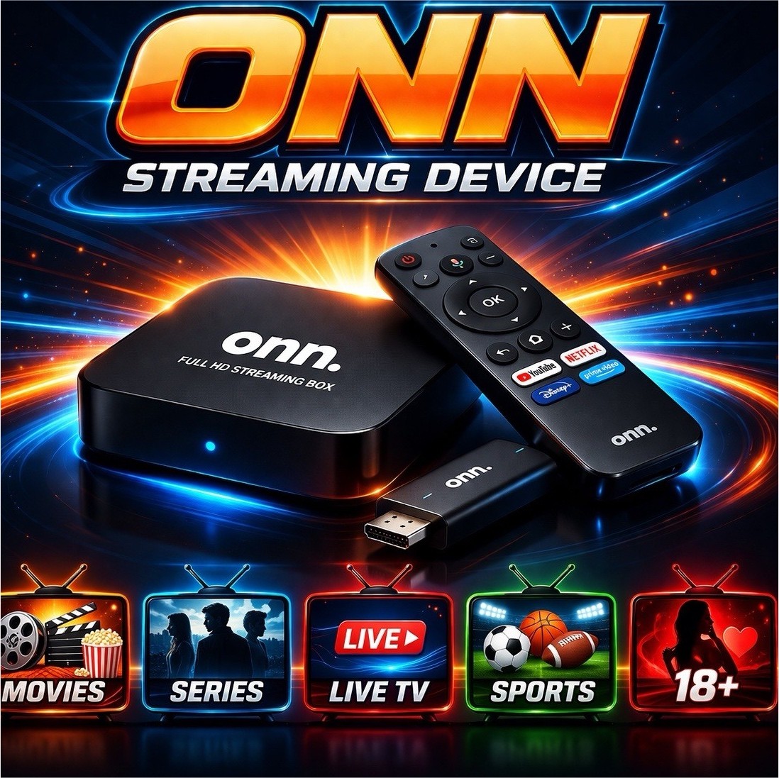 ONN OPEN 1YR-IPTV Full HD Streaming Device Google TV Voice Remote HDMI Wi-Fi
