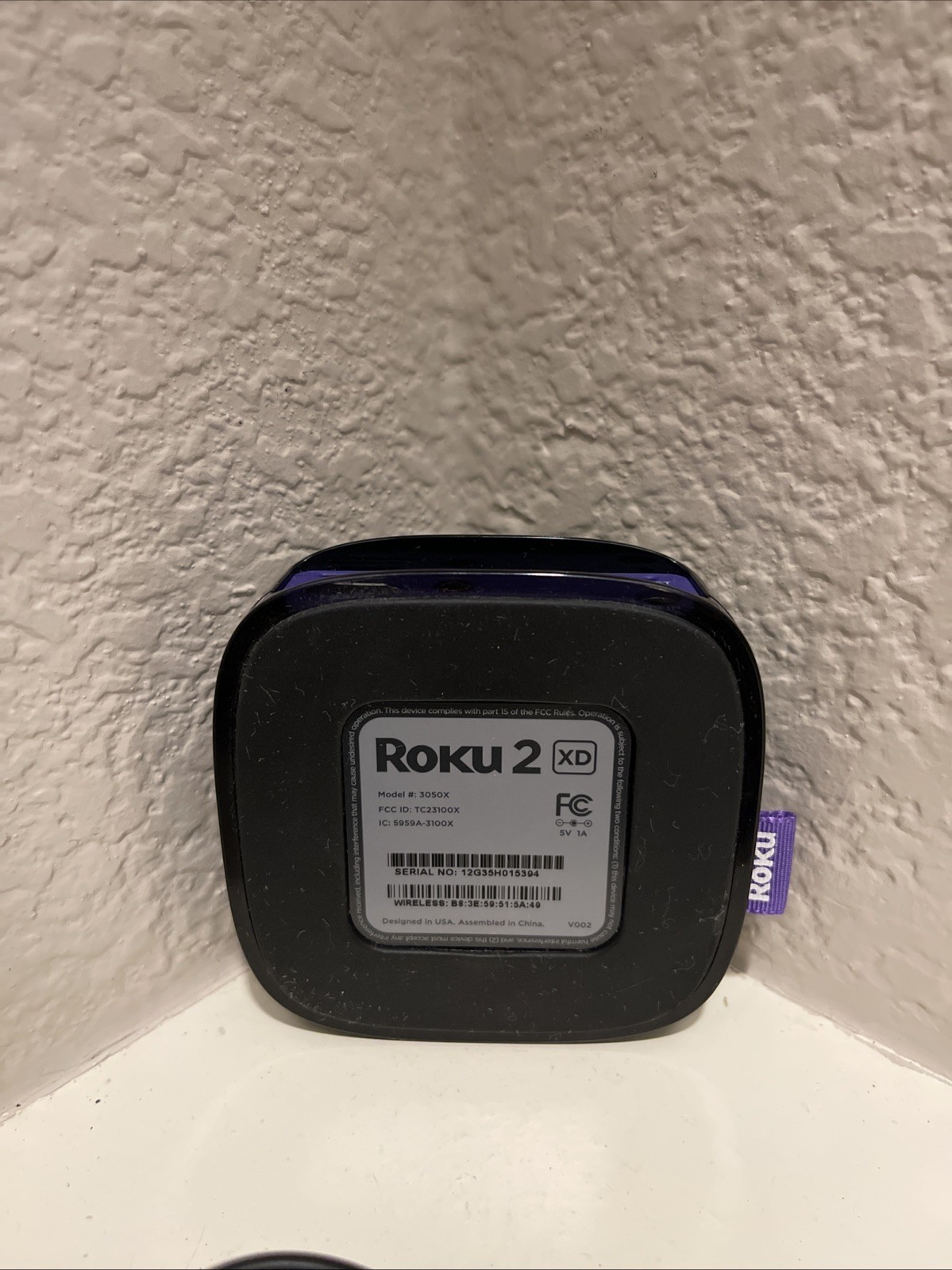 Roku 2 XD (2nd Generation) Media Streamer 3050X w Power Adapter & Aux NO REMOTE