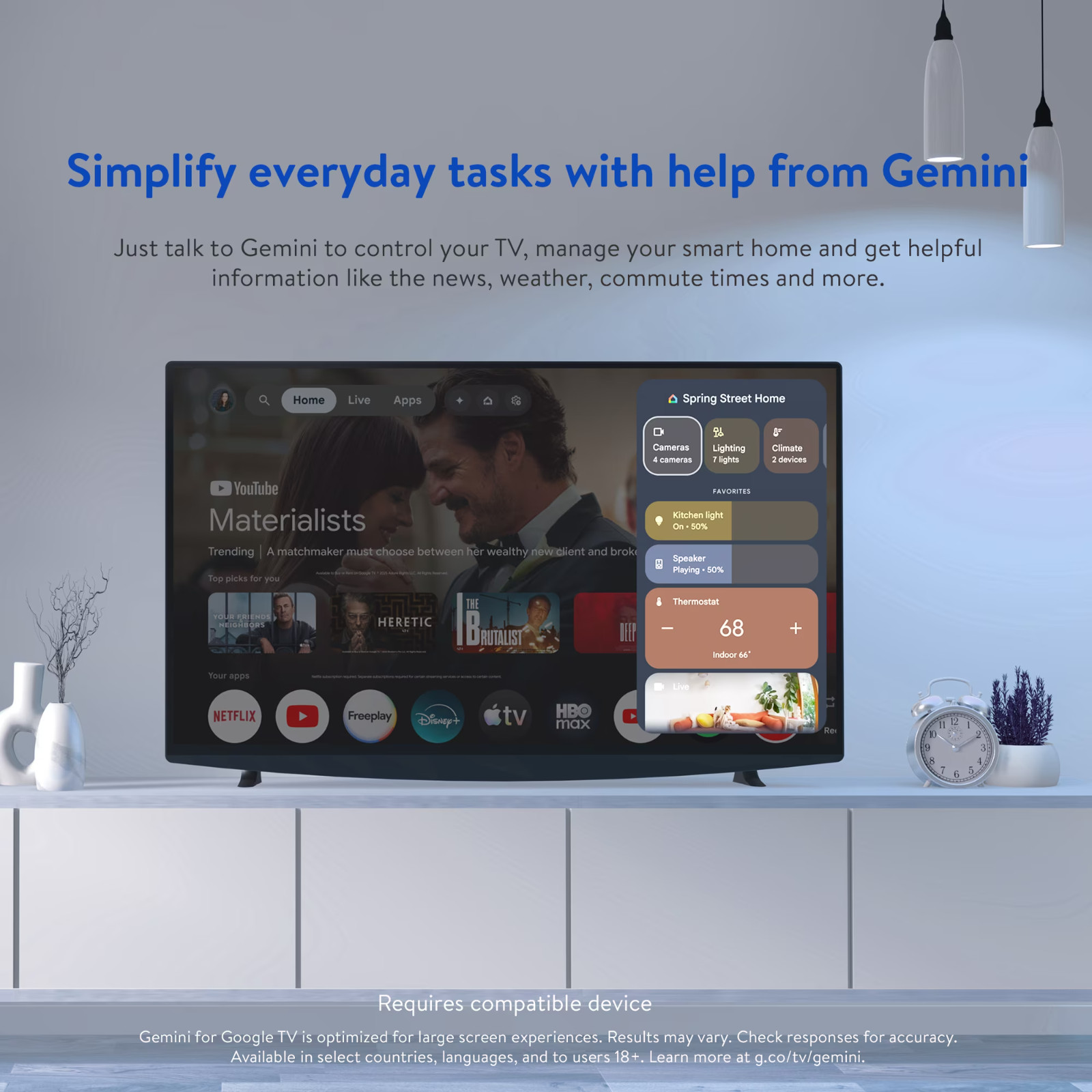 Onn. 4K Streaming Device Google TV with Gemini 2026 Model Voice Remote 8GB 2GB