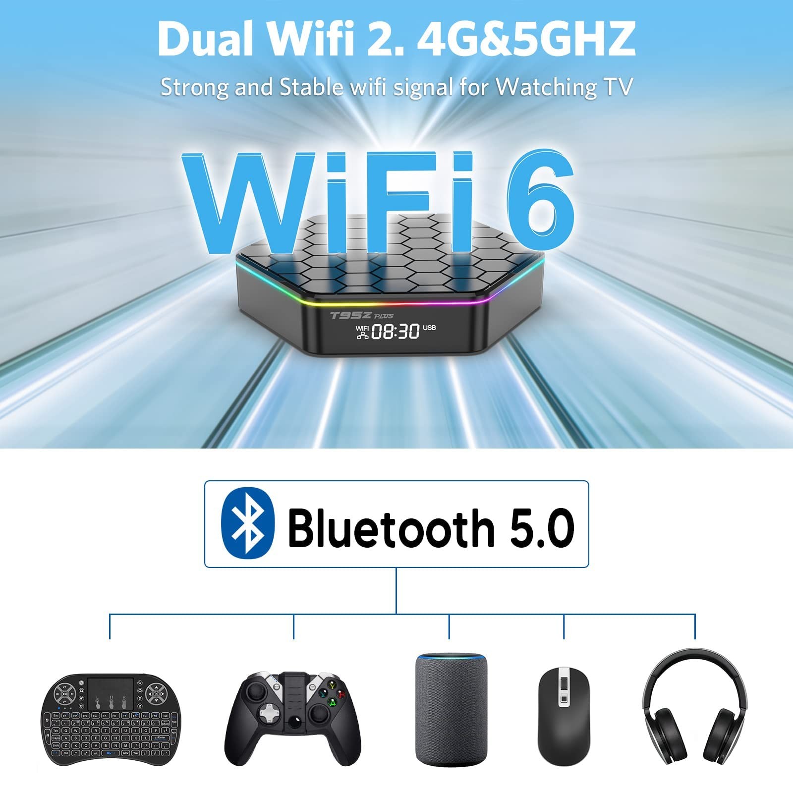 Android TV Box 12.0,T95ZPLUS H618 4GB RAM 32GB ROM Quad-Core Cortex-A53 CPU,2…