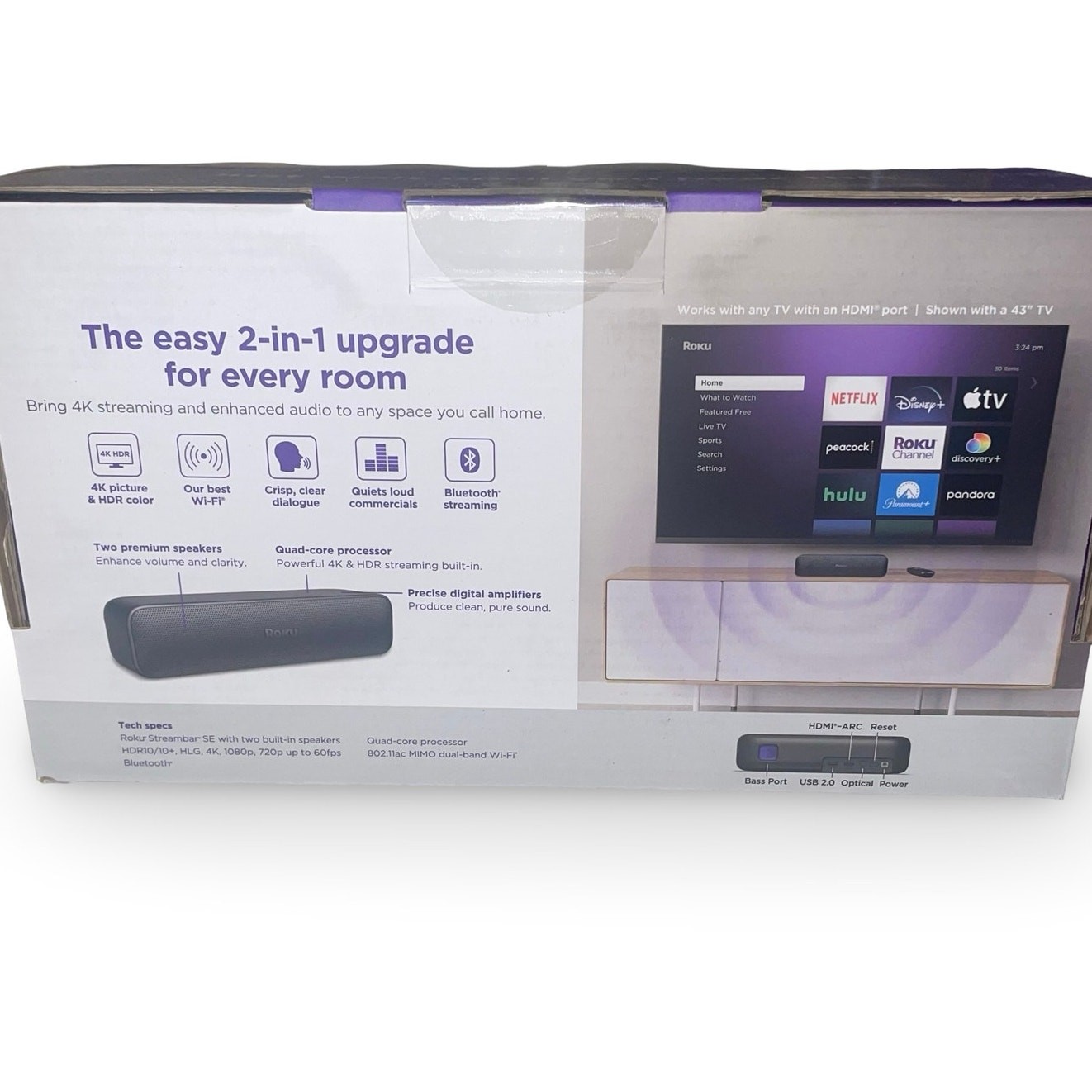 Roku Streambar SE 4K HDR Streaming Media Player & Compact Soundbar Black
