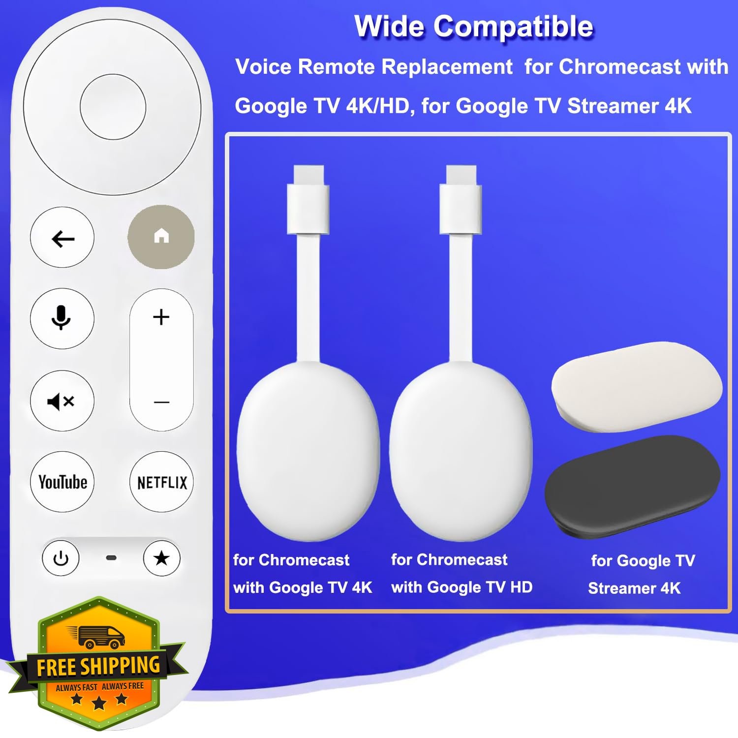 AieSHOP Remote for Chromecast Google TV 4K HD Streamer