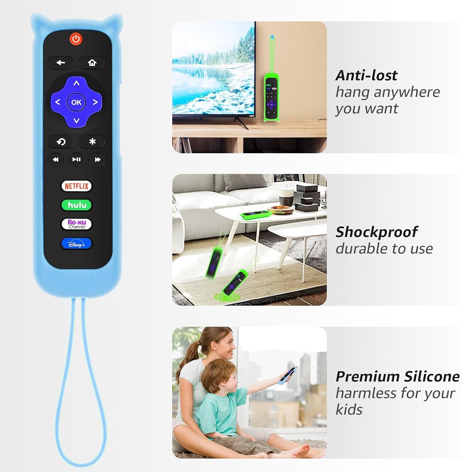 2 Pack Cover for Roku Remote, Case for Hisense/TCL Roku TV Steaming