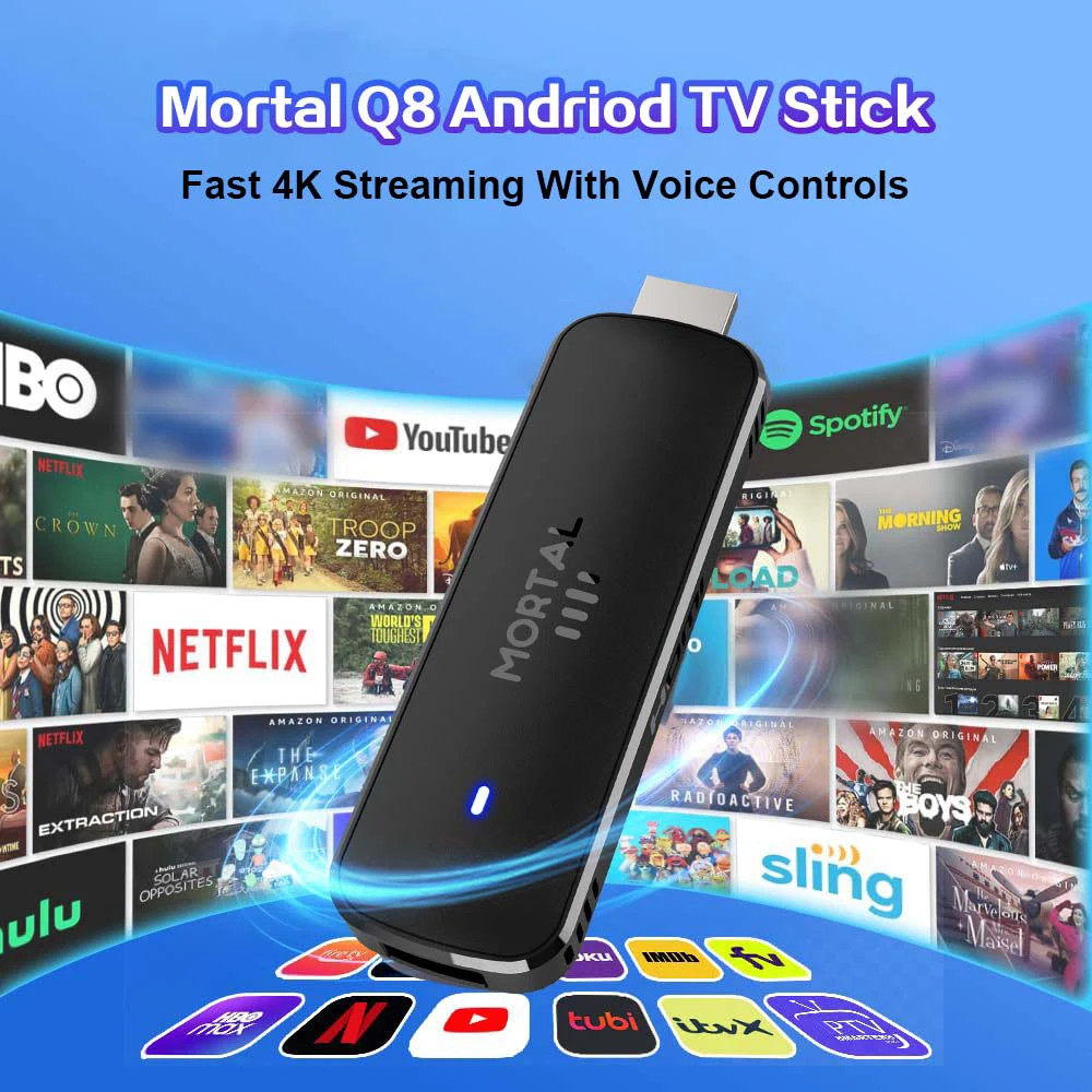 Global Version Android TV Stick Mortal Q8 Voice Remote Android14 8K4K Video Wifi
