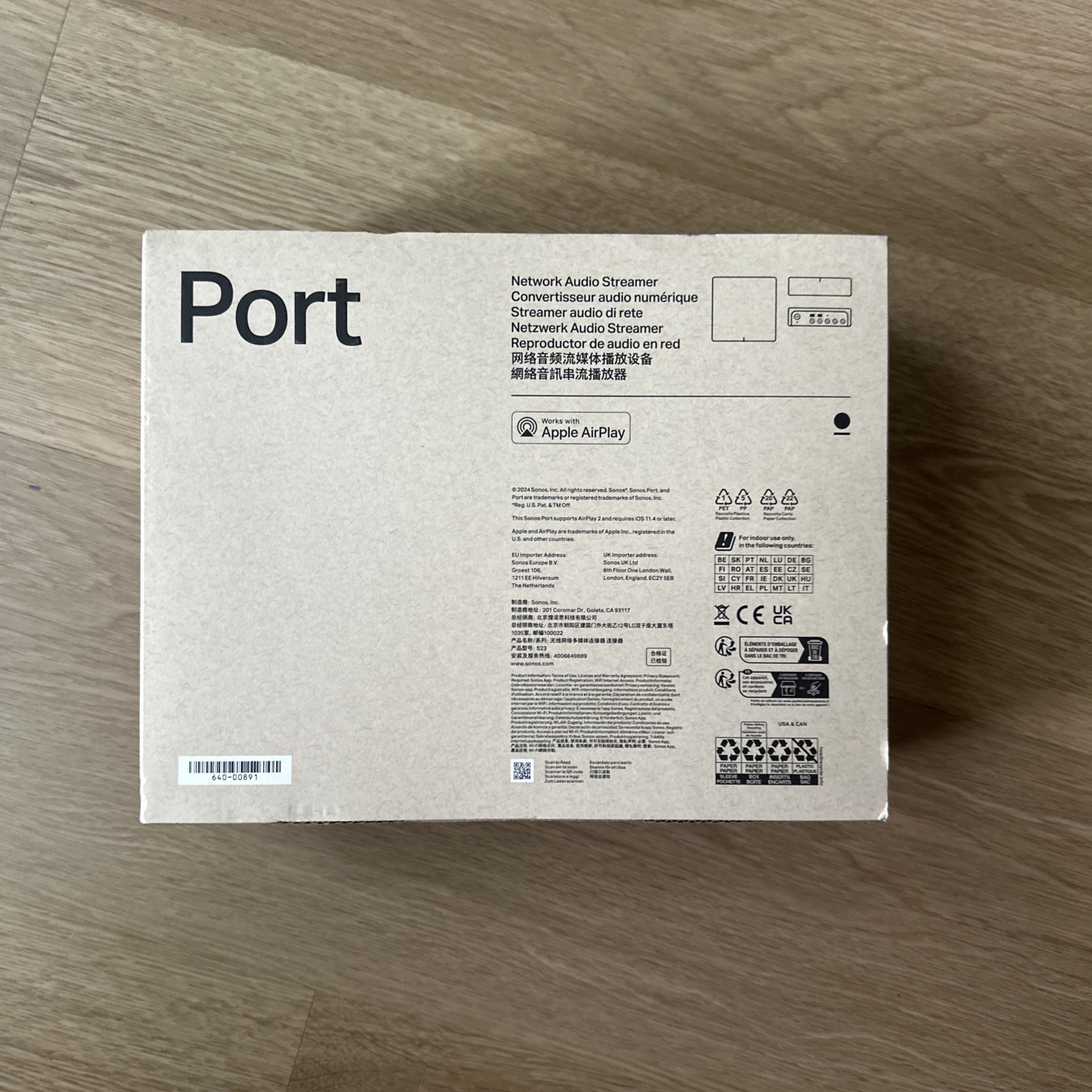 New Sonos Port Network Audio Streaming Player PORT1US1BLK Black