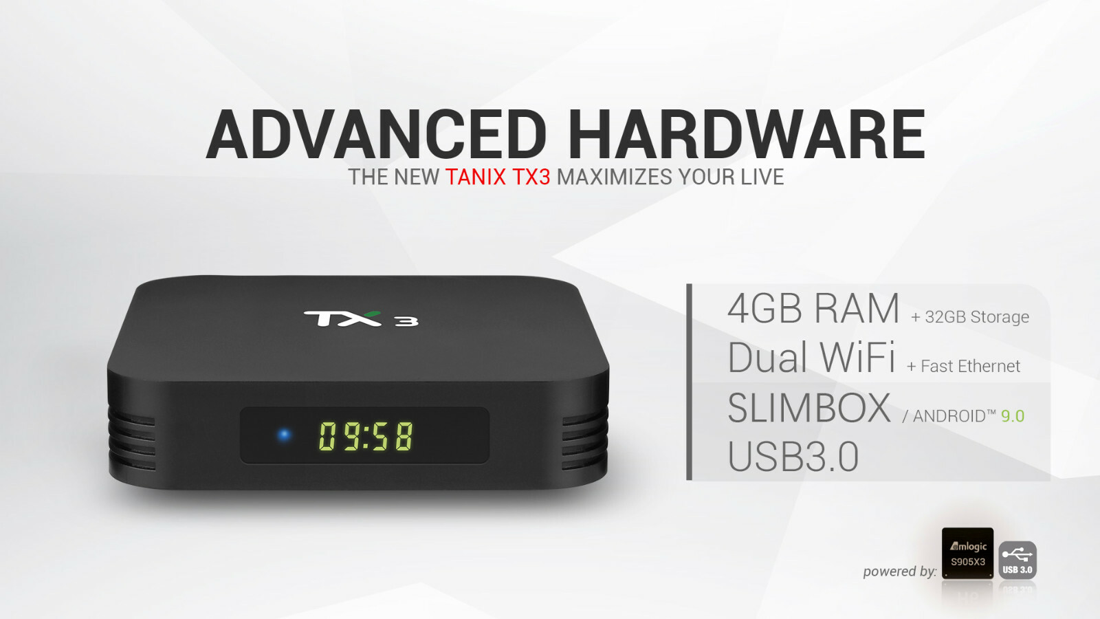 TX3 Amlogic S905X3 SlimBOX 4K HD Android 9 TV Box 4+32/64G +Addon Apps & Support