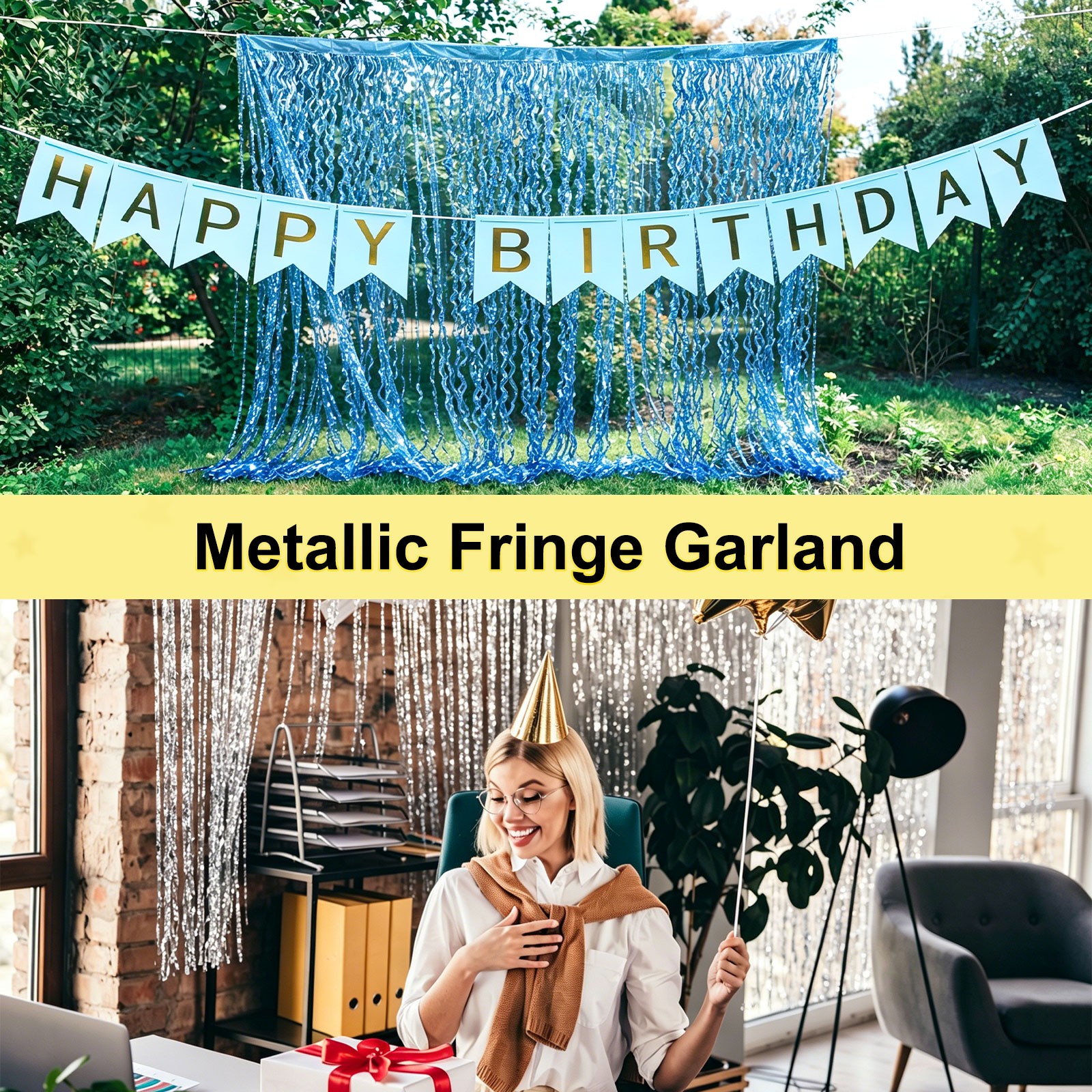 2Pcs Shiny Wave Tinsel Foil Fringe Curtain 3.3×6.6 ft for Anniversary Rose Red