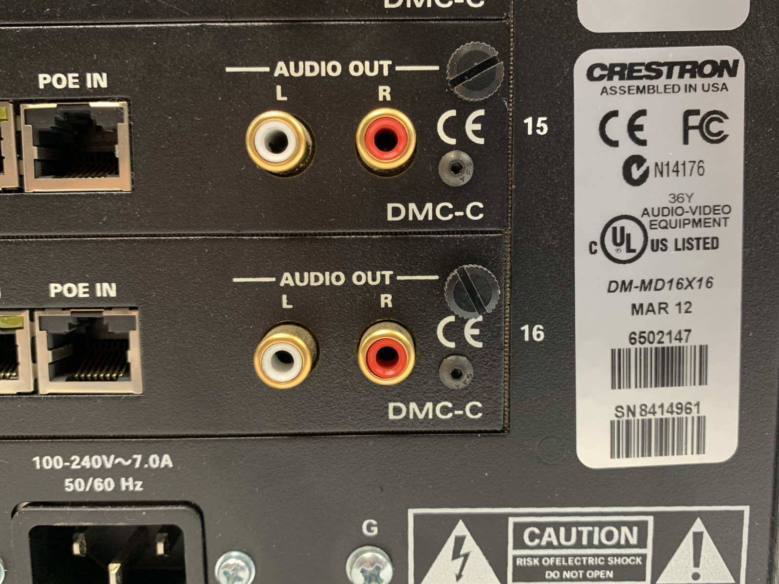 Crestron DM-MD16x16 Digital Media Switcher Loaded w/ I/O Cards