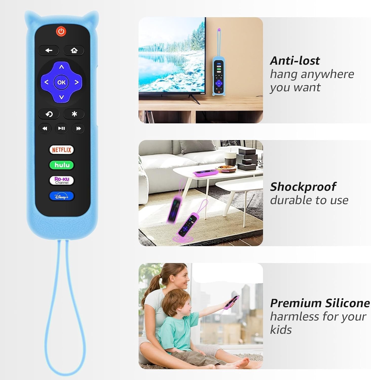 2 Pack Case for Roku Remote, Cover for Hisense/TCL Roku TV Steaming