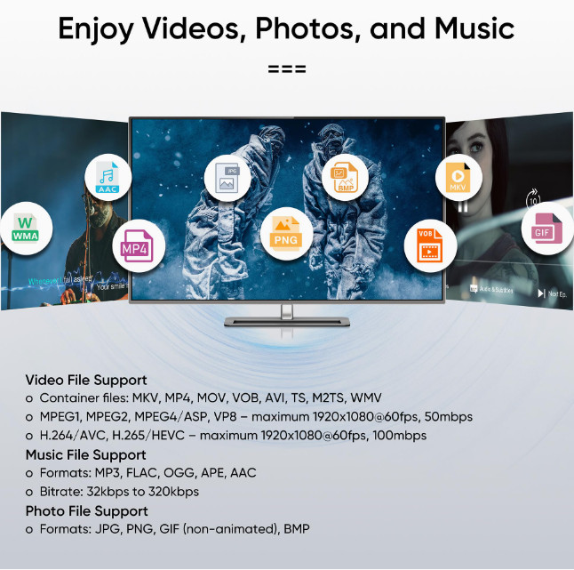 FREE USB DRIVE BONUS! NEUMI Atom 1080P Full-HD Digital Media Player USB Drives S