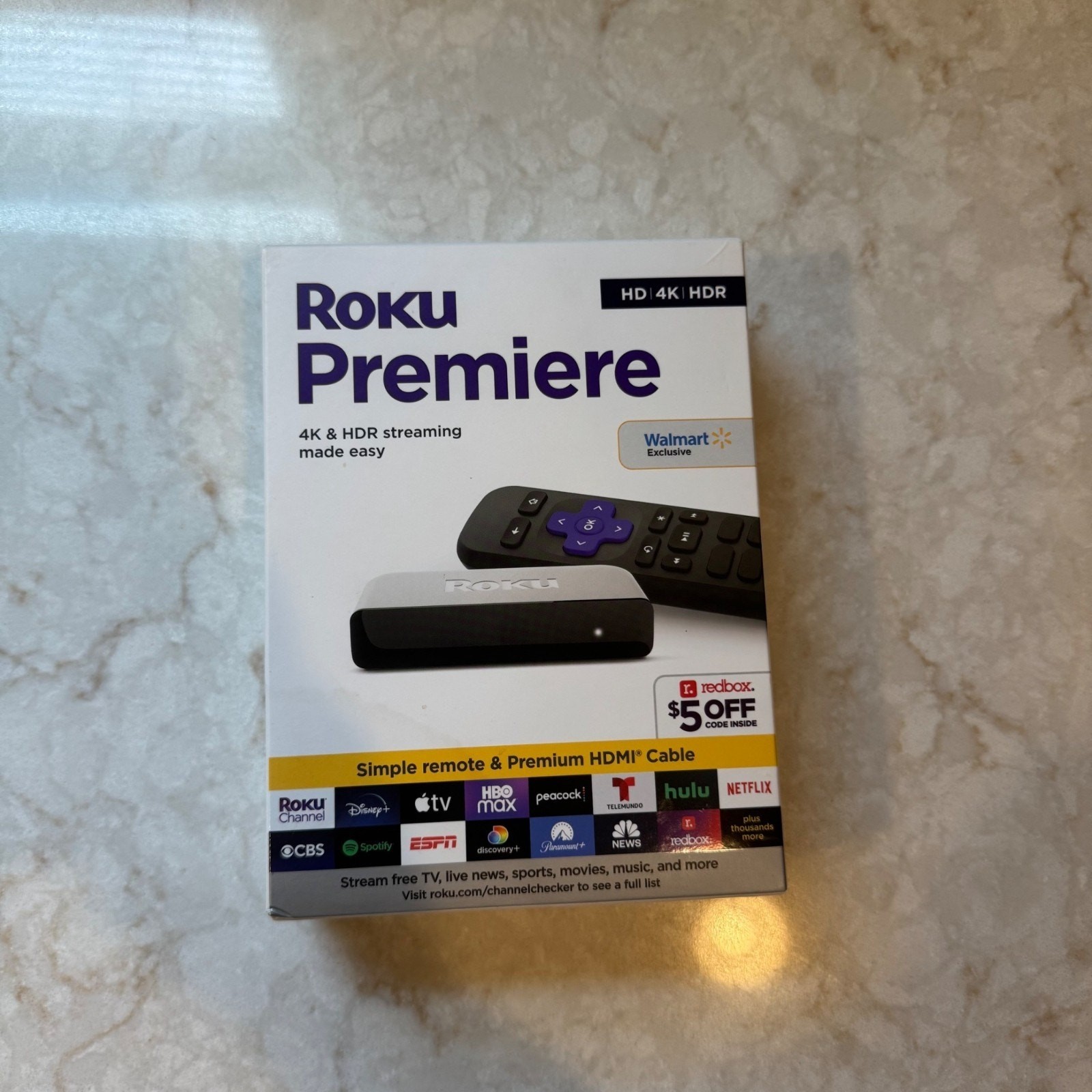 Roku Premiere 4K / HDR Streaming Media Player, 3920RW Wifi HDMI Cable Remote Sea