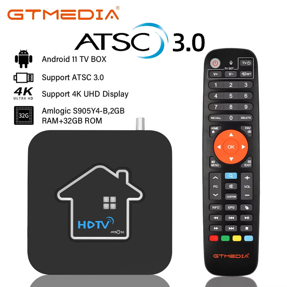 GTMedia 4K ATSC 3.0/1.0 Over-the-Air DVR Cable TV Tuner Android Streaming Box