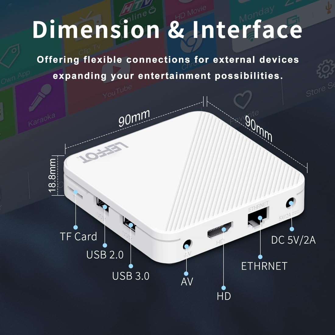 Android 14 TV Box 4K Ultra HD, 2GB/16GB, BT 5.4, Voice Remote, WiFi 6
