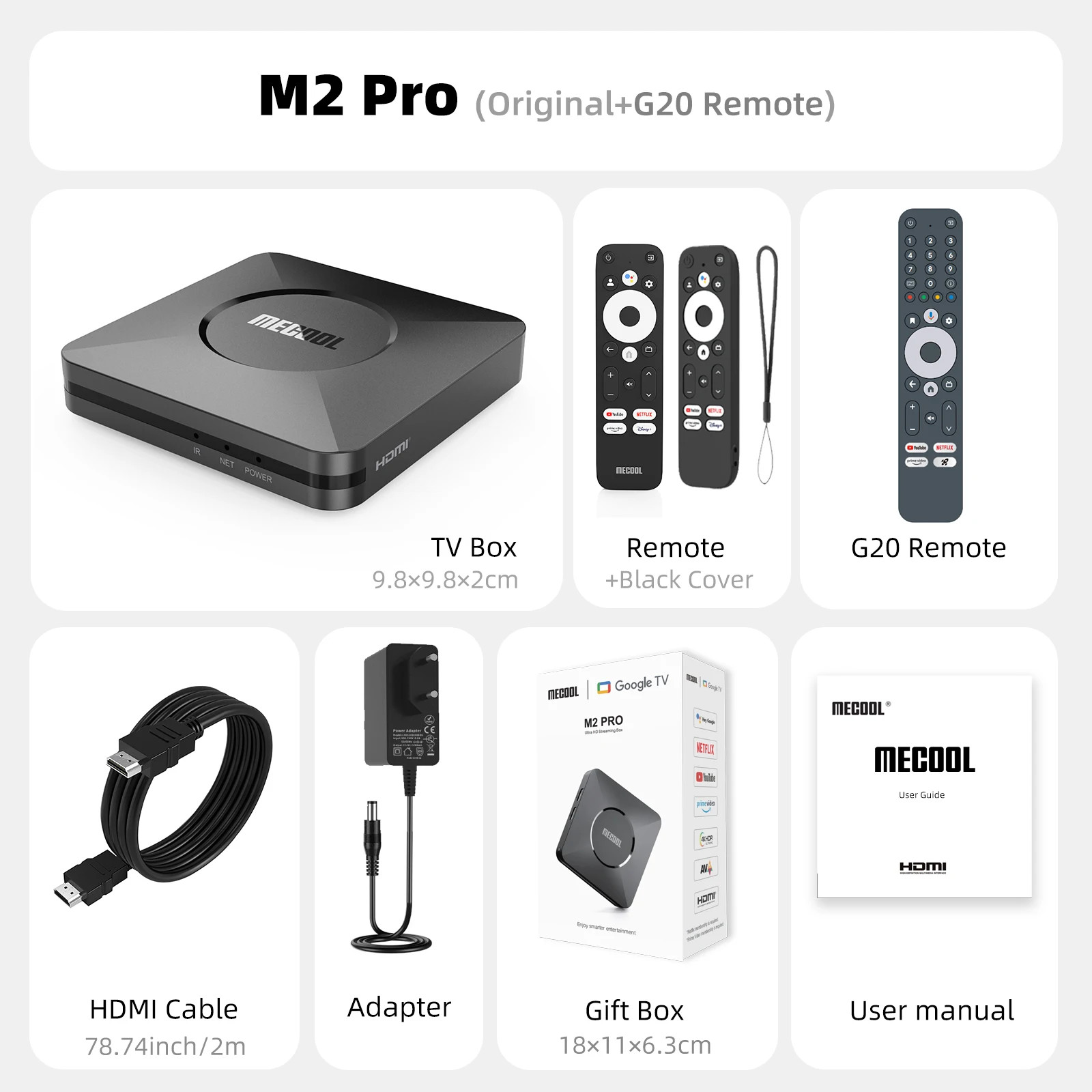 MECOOL M2 Pro Google TV Box Android 11 Netflix Certified 4K S905Y4 2GB+16GB