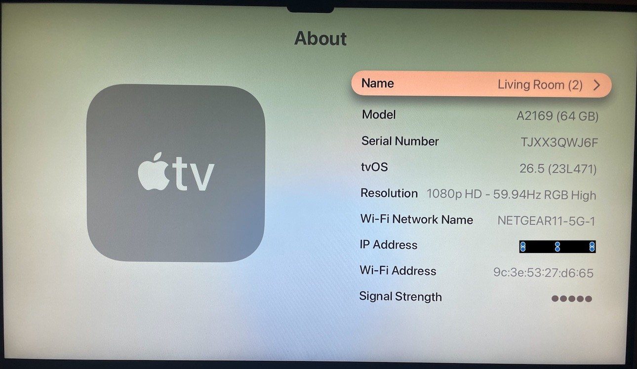 Apple TV A2169 64GB 4K Black Media Streaming Box w/ Remote, HDMI/Ethernet