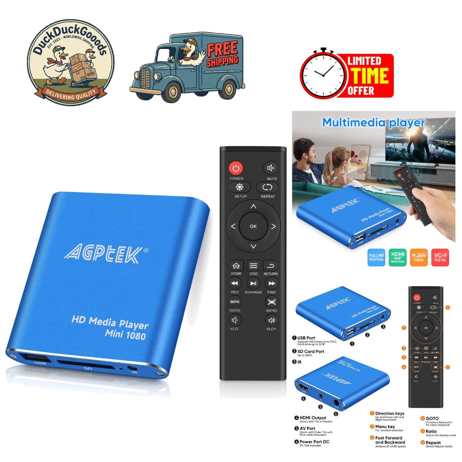 Mini 1080p HDMI Media Player – Compact, Multi-Format Playback for Home & Travel