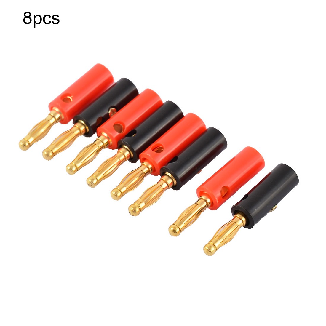 8pcs Red Black Plastic Jacket Audio Speaker Cable Banana Adapter Connector
