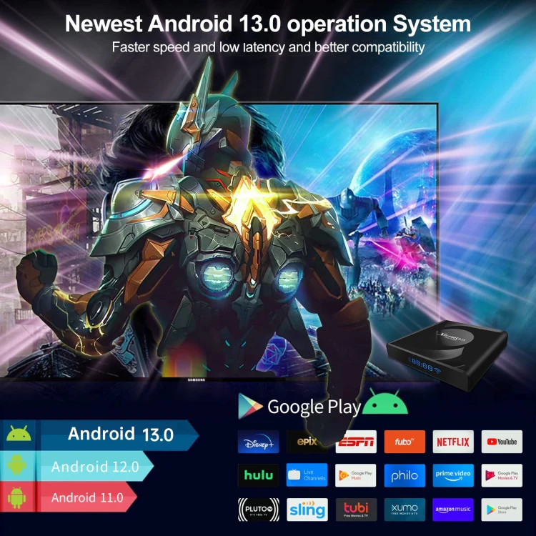 X88 Pro 13 Android 13.0 Smart TV Box with Remote Control, RK3528 Quad-Core, 2GB