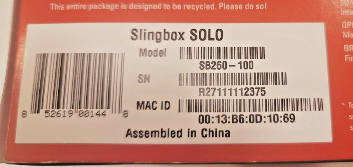 Sling Media New Open Box Slingbox AV SB26 Digital Stream In Box