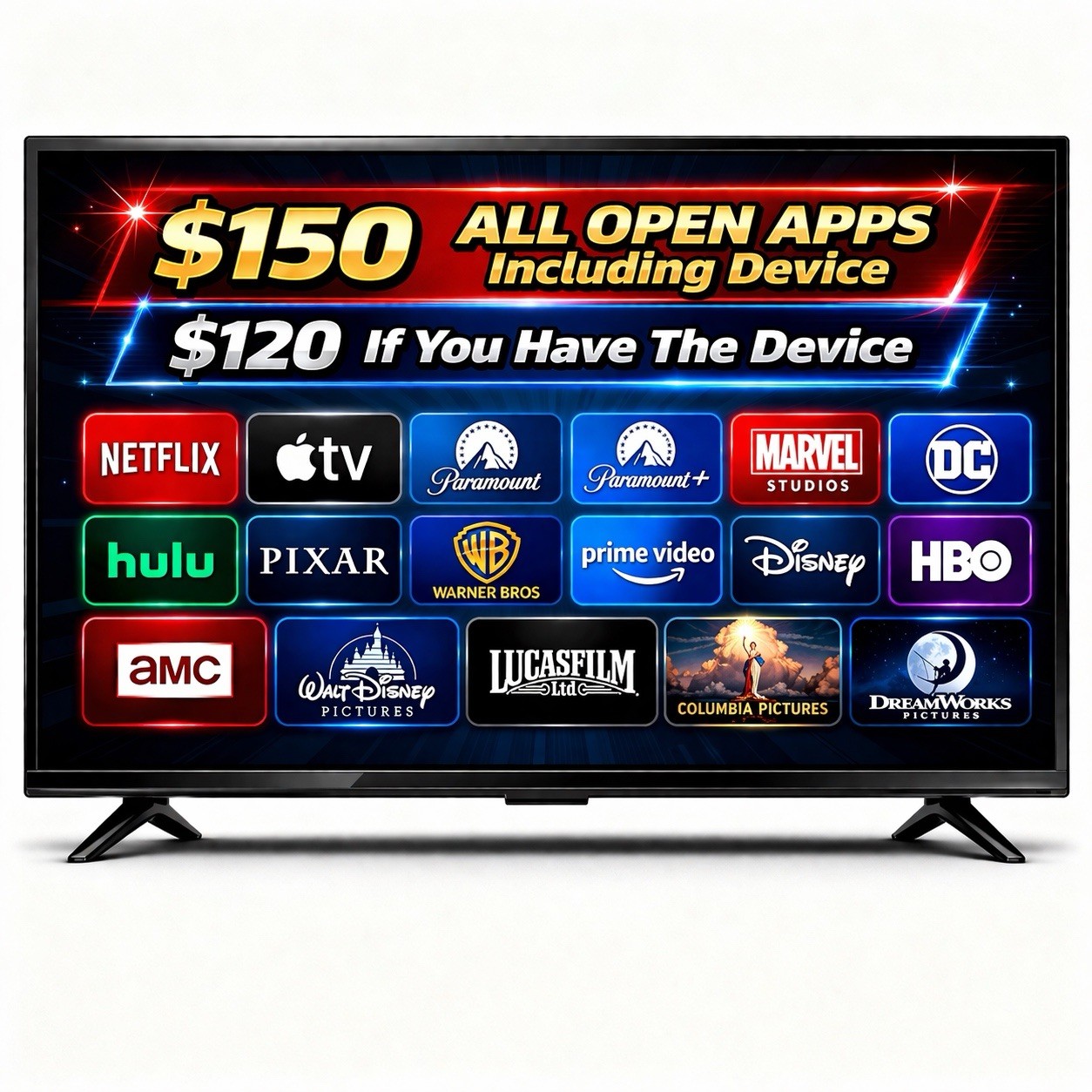 ONN OPEN Full HD Streaming Device 1080p Google TV HDMI w/ Voice Remote OPEN APPS