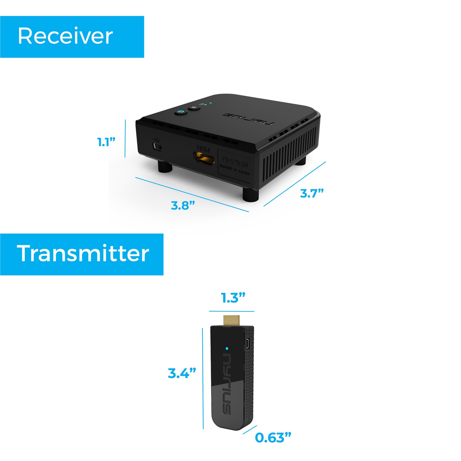 Nyrius Pro+ Wireless HDMI Video Transmitter to Stream 1080p Video up to 165ft