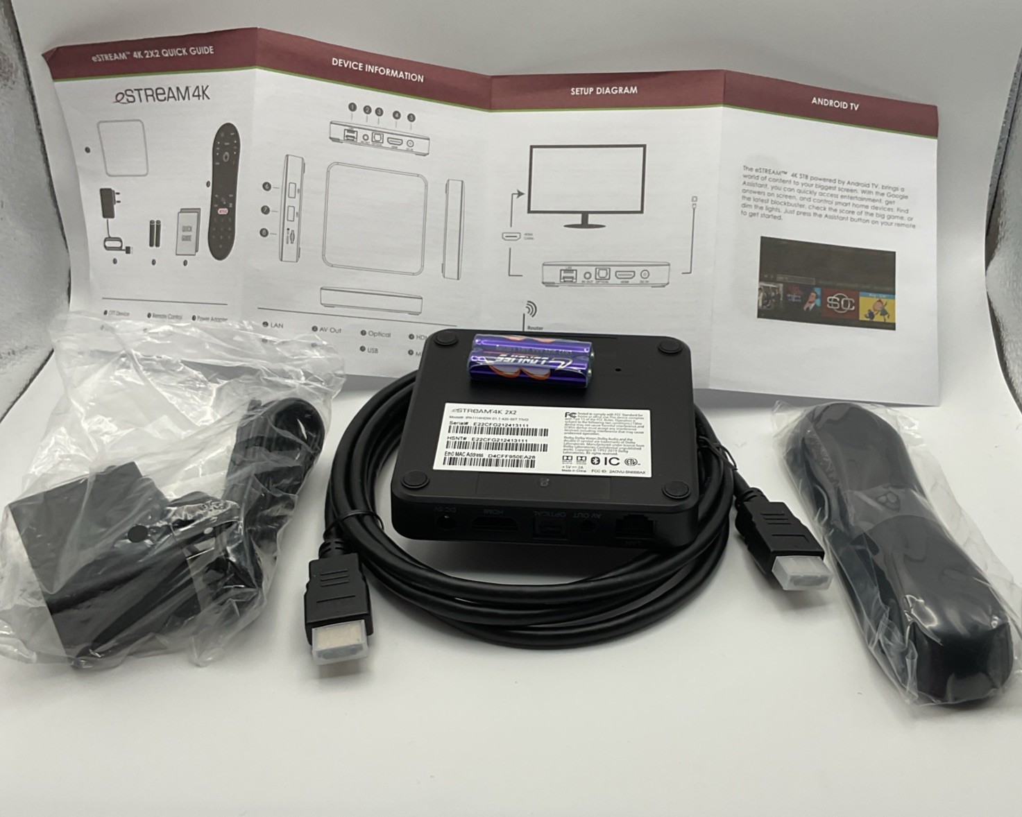 Tivo eStream 4K 2X2 Android Media Streaming Box Model IPA1114HDW