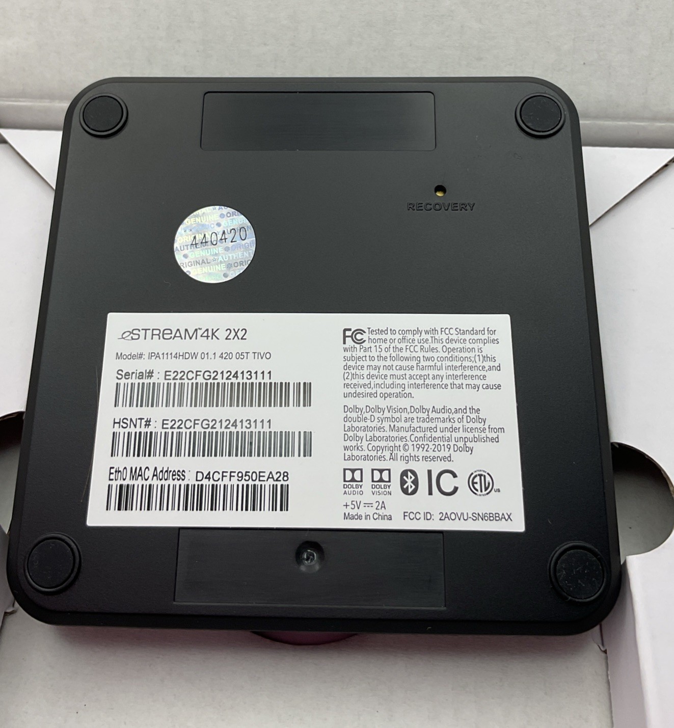 Tivo eStream 4K 2X2 Android Media Streaming Box Model IPA1114HDW