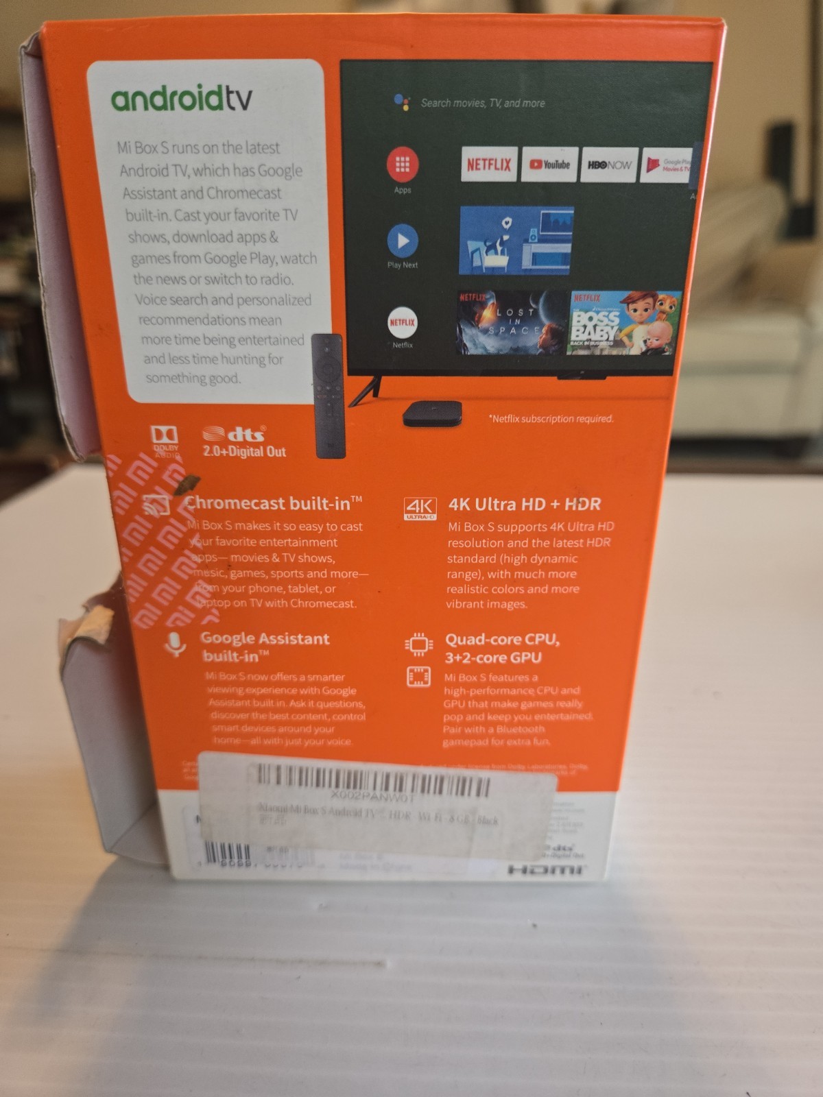 Xiaomi Mi Box S 4K HDR Android TV Streaming Media Player + Free HDMI Cable