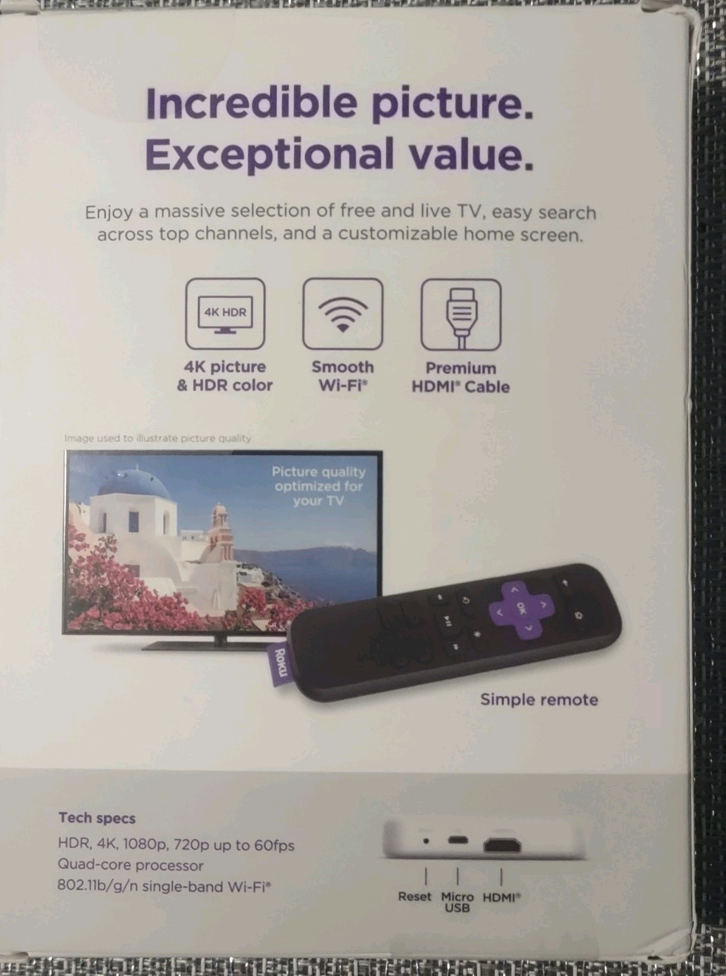 Roku Premiere 4K/HDR Streaming Media Player with HDMI Cable & Remote *OPEN BOX*