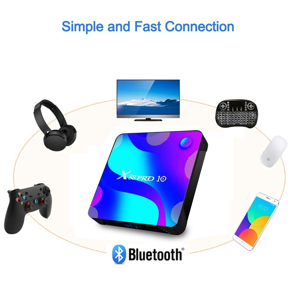 X88 Pro 10 Android 11.0 Smart Tv Box Quad-Core Uhd 4K Media Player 2.4G/5G Wifi/