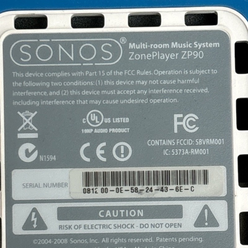 Sonos Multi-Room Music System ZonePlayer ZP90 White Connect Audio Streaming