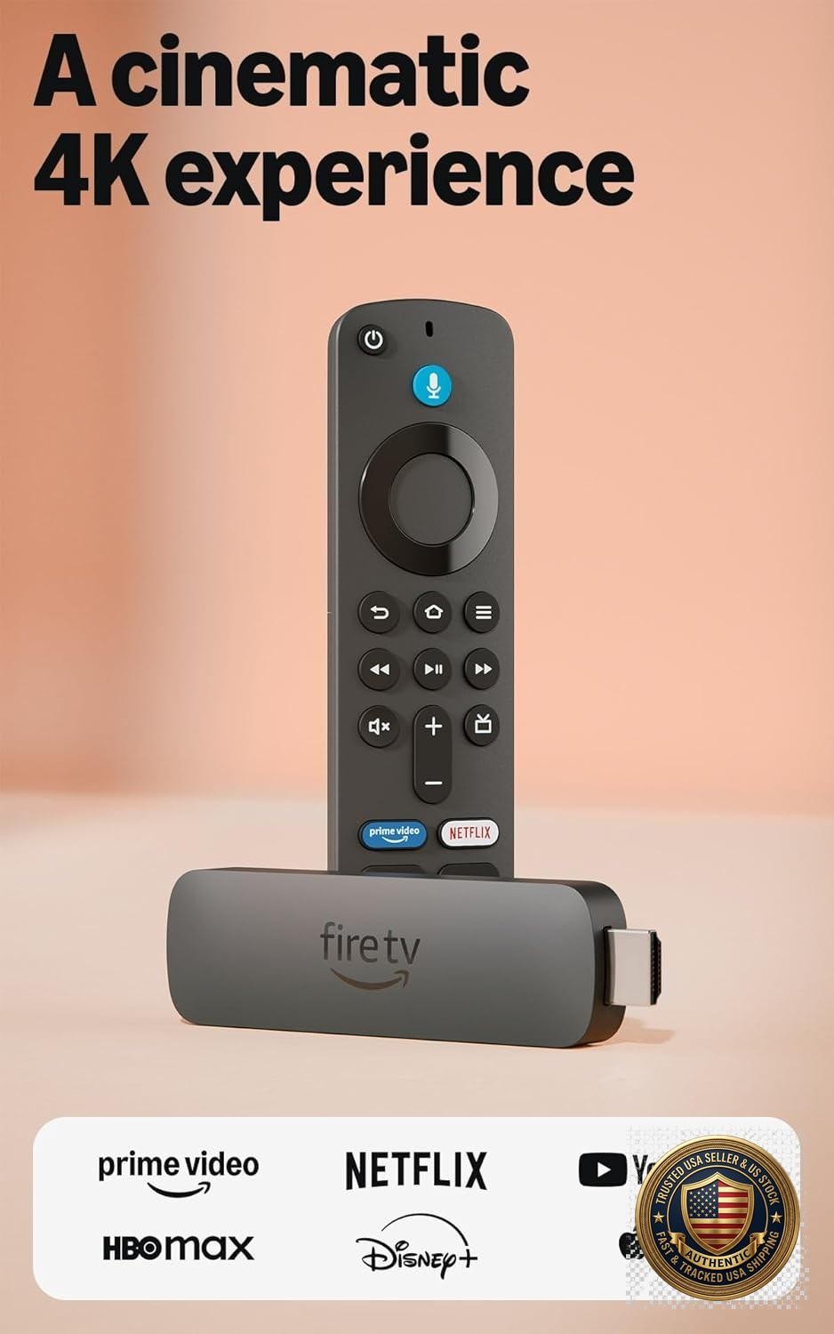 4K Streaming Media Player with Wi-Fi 6 and Voice Search Remote