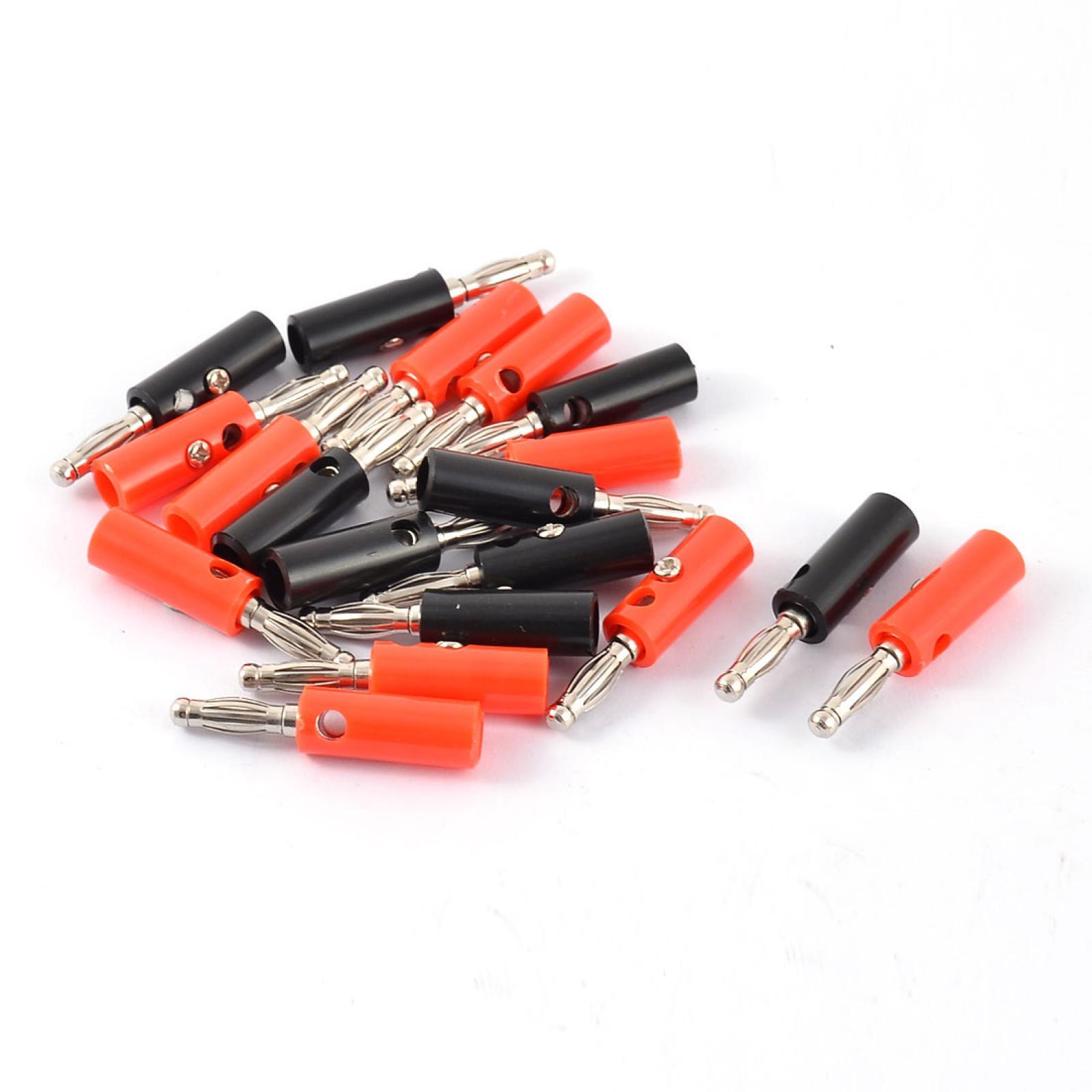 20pcs Black Red Insulation Jacket Audio Cable Connector Banana Jack Coupler