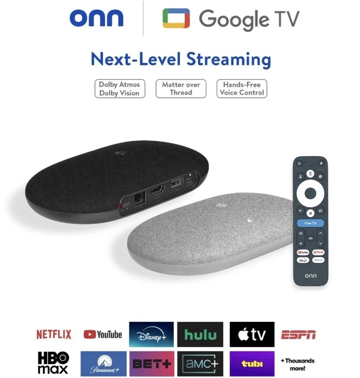 onn 4K Pro Streaming Device, Google TV with Gemini (NEW 2026 Model) – Ultra-fast