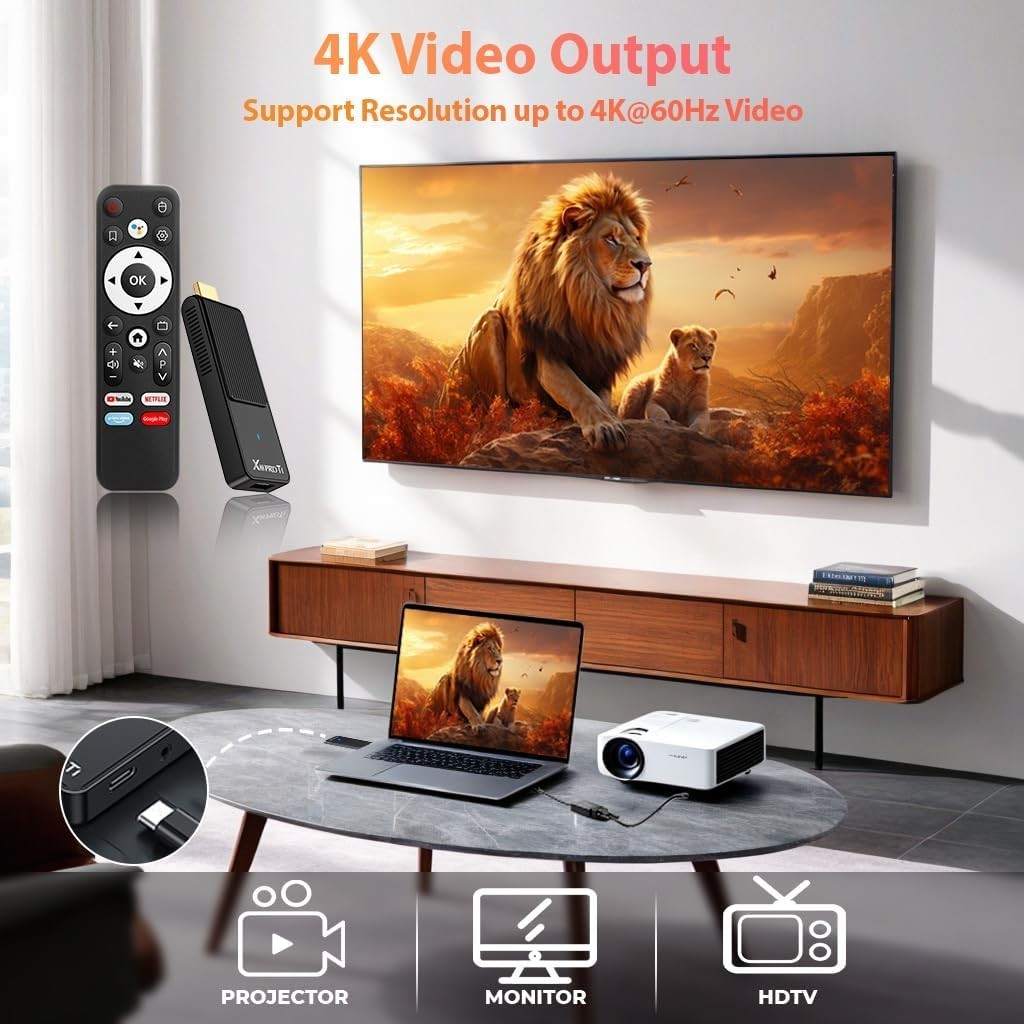 Transform Your TV with 4K Android Stick: Wi-Fi 6 & Bluetooth Voice Remote