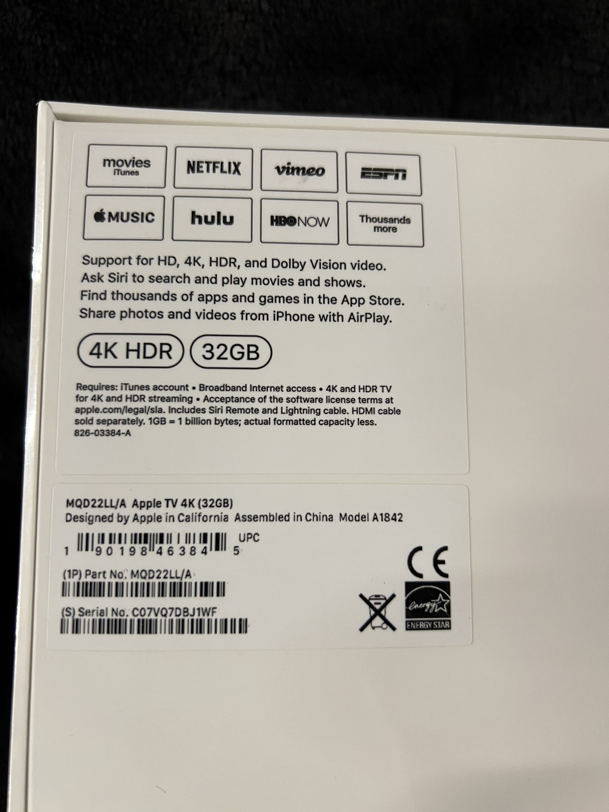 Apple TV 32GB 4K HD Media Streamer – Black (MQD22LL/A) September 2017 Sealed