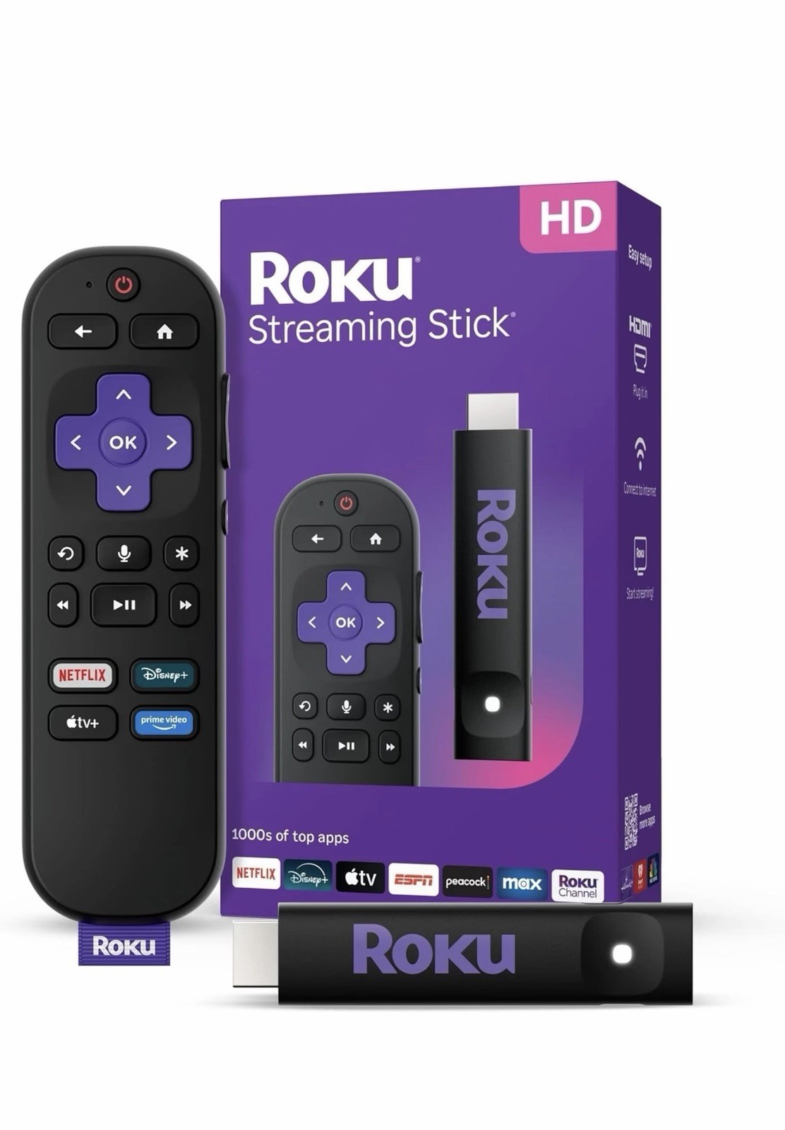 Roku 3840R Streaming Stick HD Media Player with Voice Remote – 2025 Model