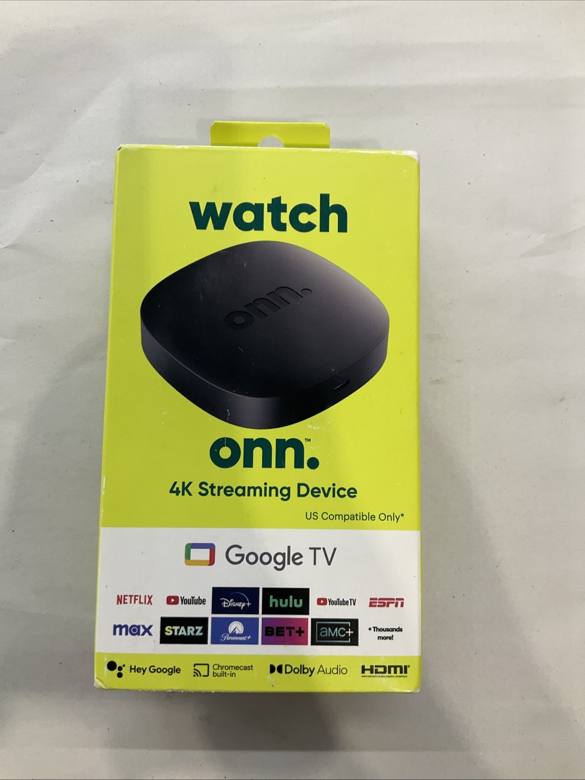 Onn. Watch Google TV 4K Pro Streaming Device with Hands-Free Voice Control