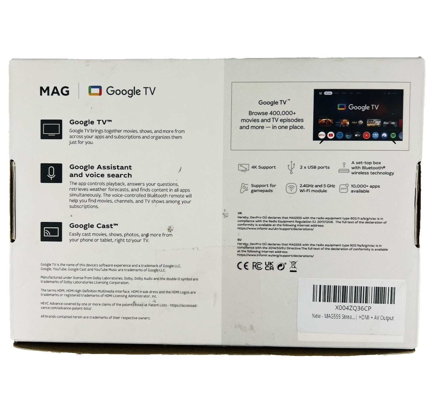 Infomir MAG555 Google TV 4K Ultra HD Streaming Media Player Wi-Fi HDMI 2.1
