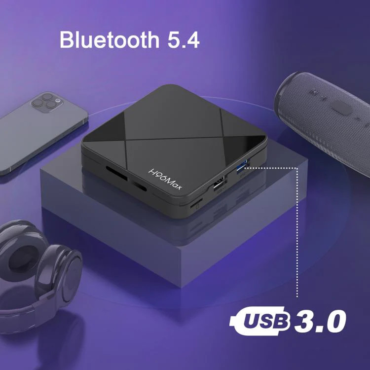 H96Max 4K UHD Android 14 Smart TV Box with Remote Control, RK3518 Quad-Core, 1G