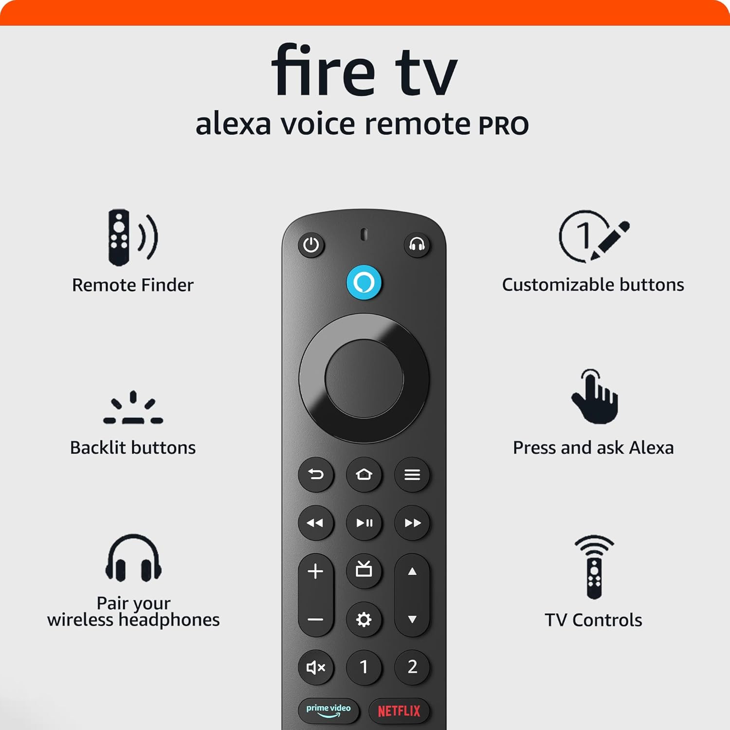 Amazon Fire TV Alexa Voice Remote Pro (Newest Model) with Remote Finder, TV Cont