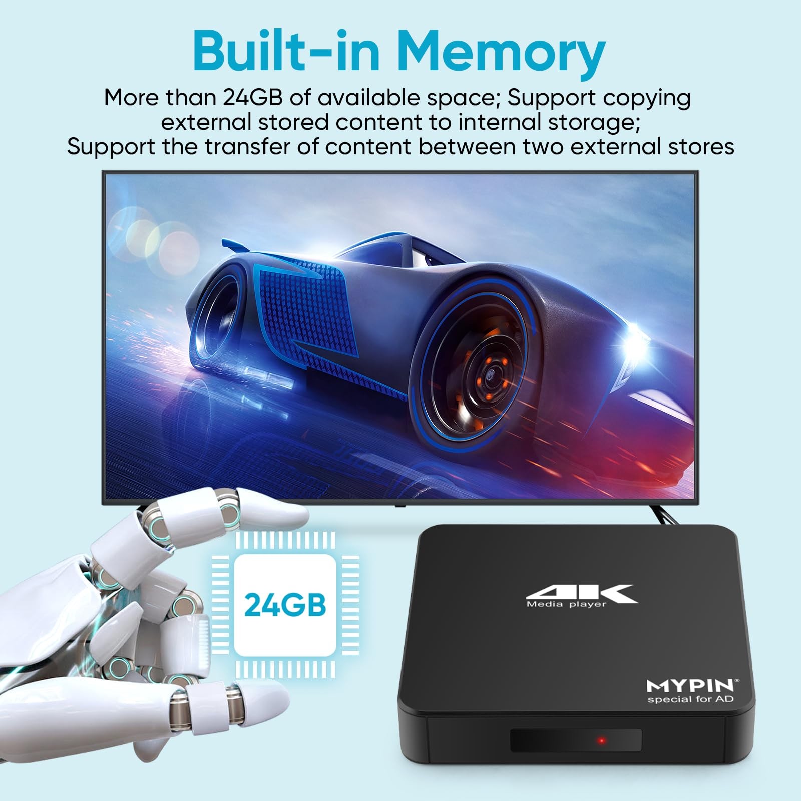 4K60hz MP4 Media Player Support 8TB HDD/ 256G USB Drive/SD Card with HDMI/AV …