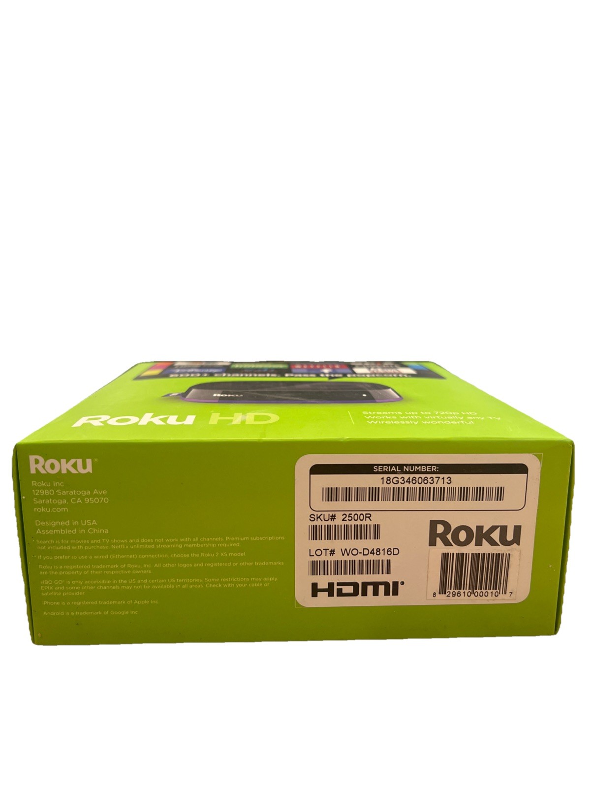 Roku HD (2nd Generation) Streaming Media player SKU/Model# 2500R