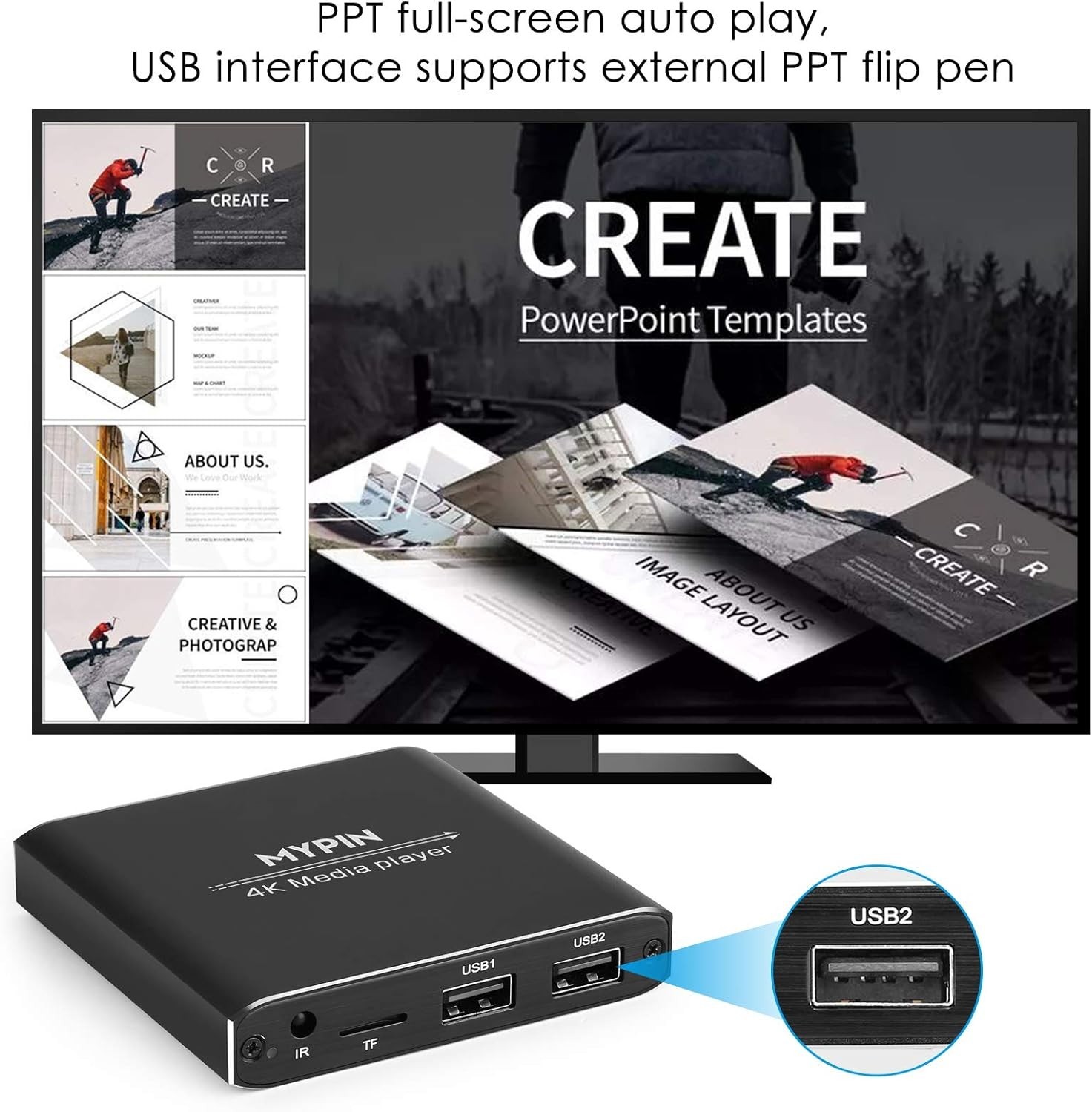 4K Media Player with Remote Control, Digital MP4 Player for 8TB HDD/USB Drive…