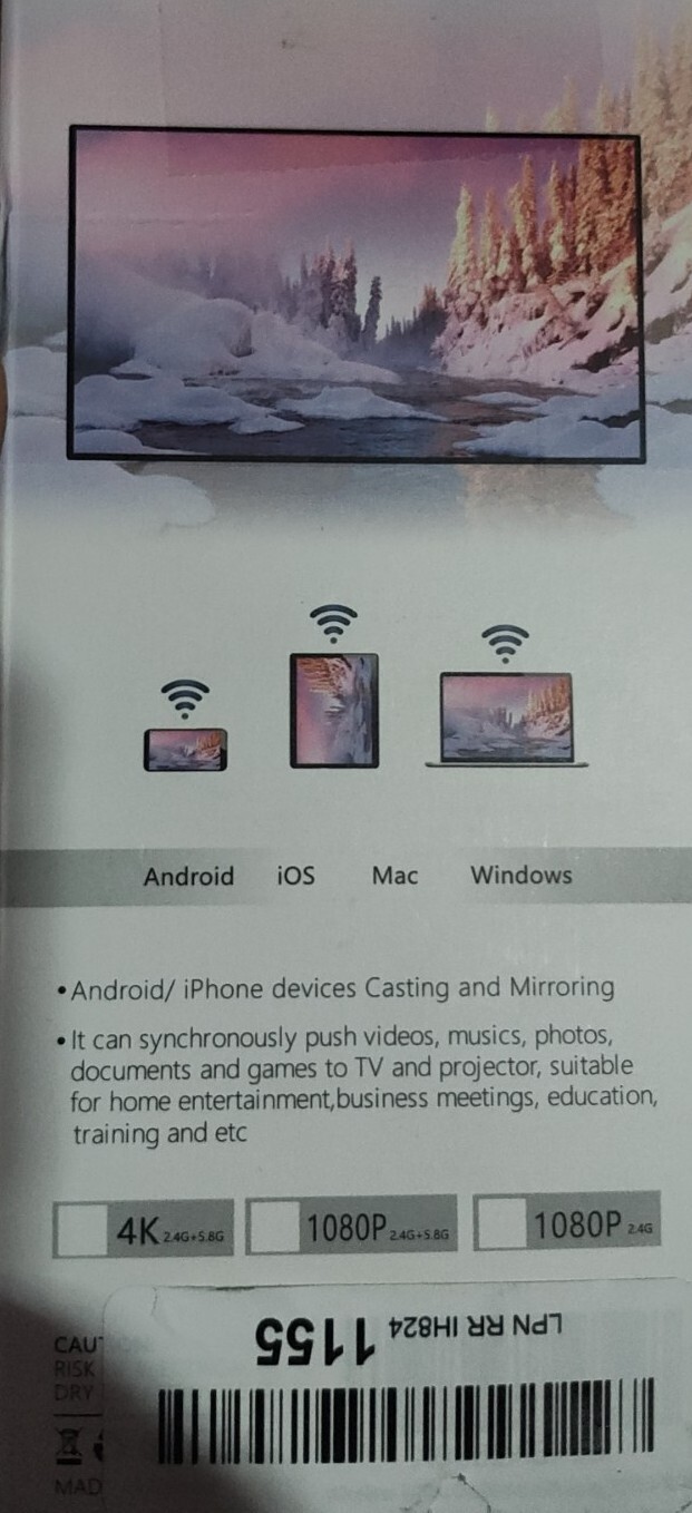 1080P Wi-Fi HDMI Dongle Screen Mirroring Device Stream Cast Video Audio To HD TV