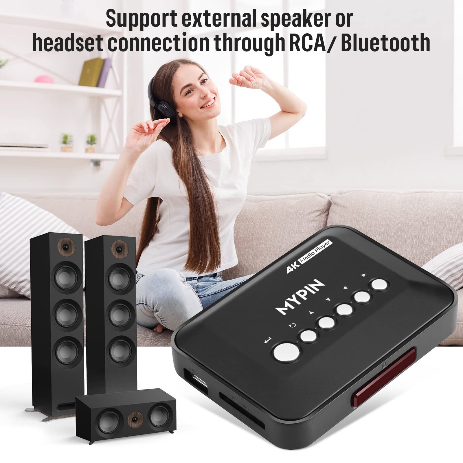 4K30hz HDMI TV Media Player with HDMI/AV Output, Digital MP4 Player for 14TB …