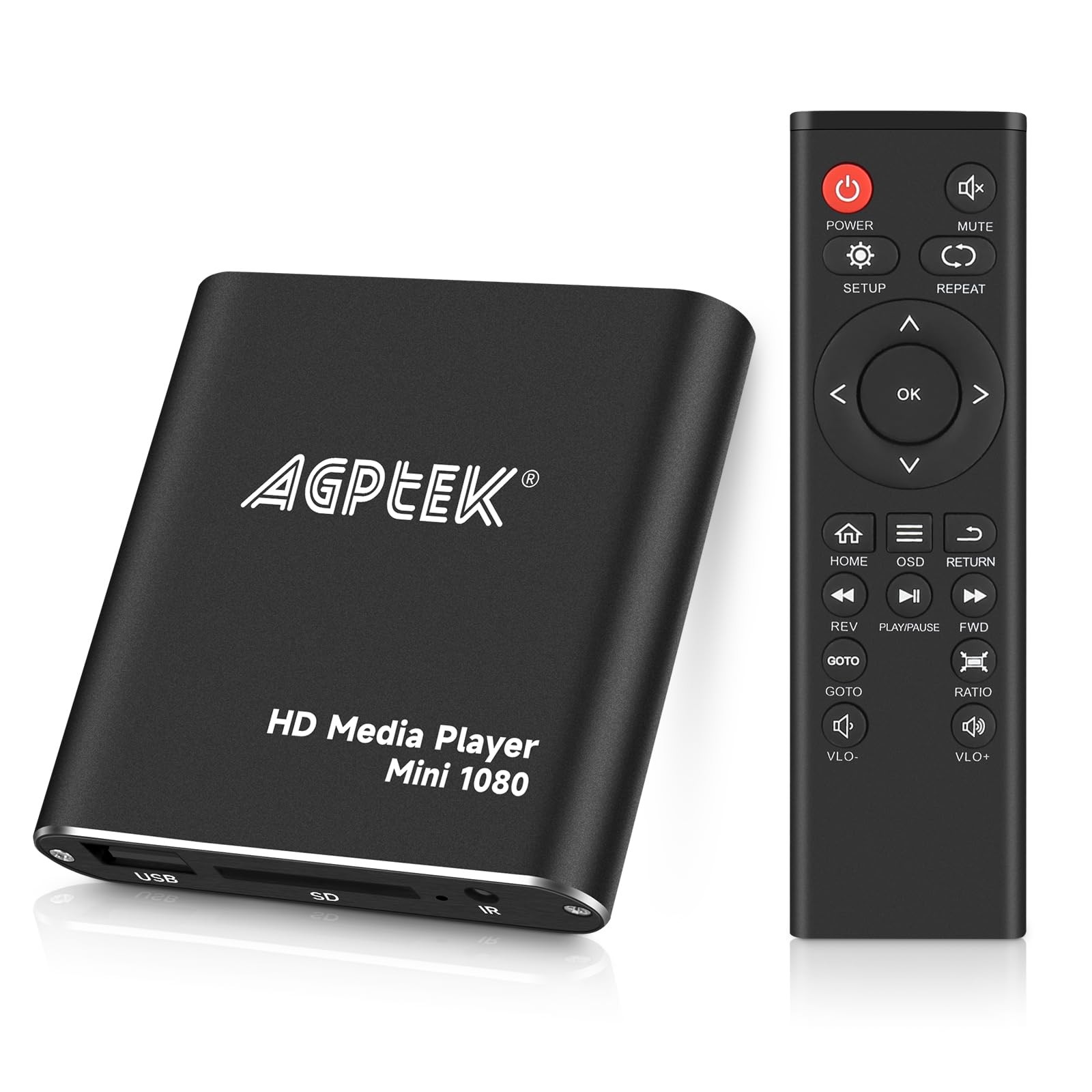 Agptek Hdmi Media Player Black Mini 1080P Full-Hd Ultra Hdmi Digital Media