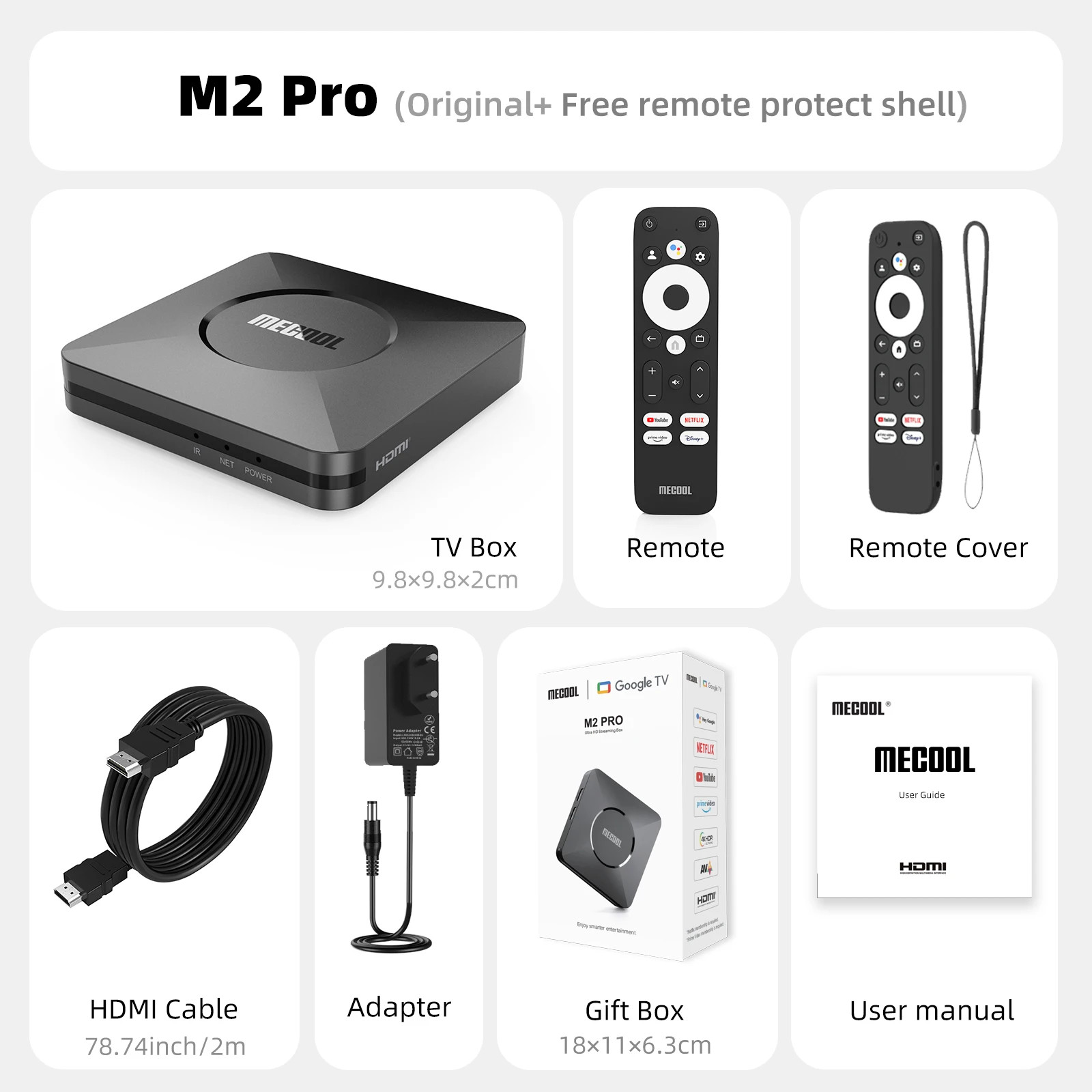 MECOOL M2 Pro Google TV Box Android 11 Netflix Certified 4K S905Y4 2GB+16GB