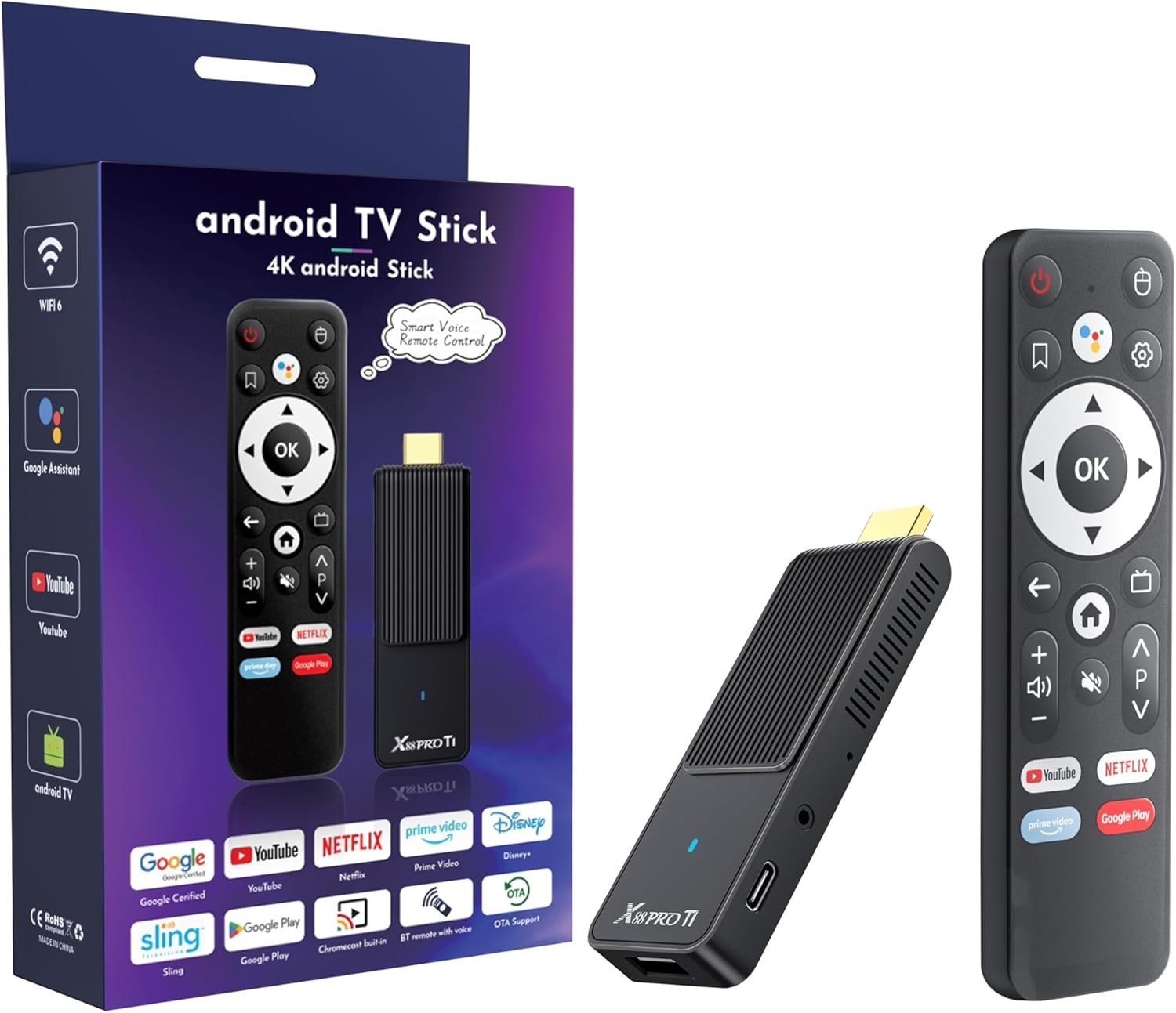 Transform Your TV with 4K Android Stick: Wi-Fi 6 & Bluetooth Voice Remote