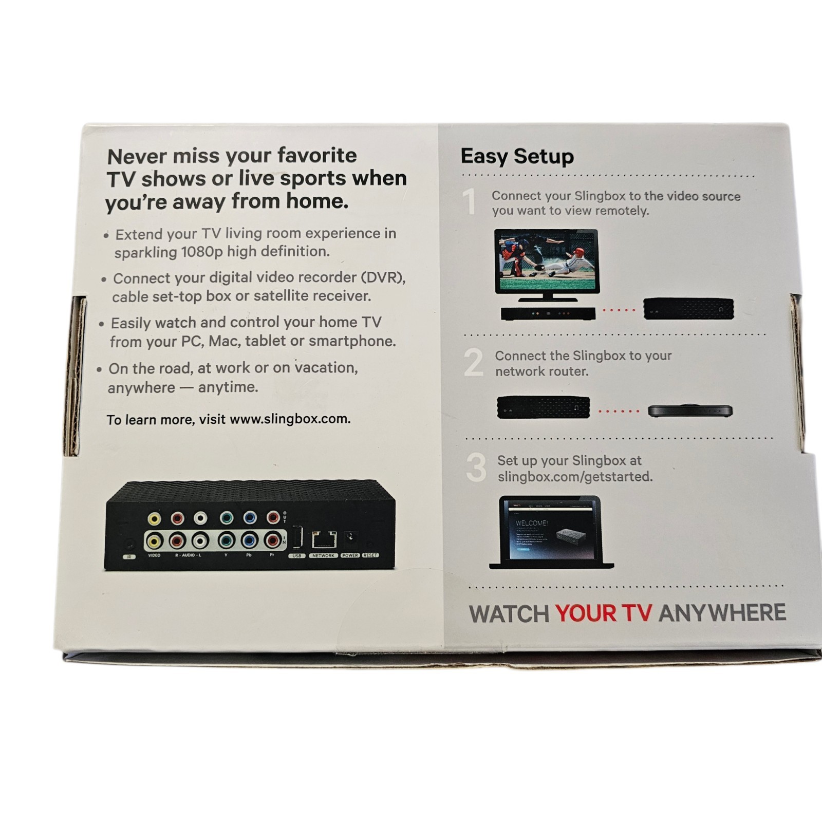Slingbox 350 Media P{layer WATCH TV ANYWHERE Digital High Definition Video READ